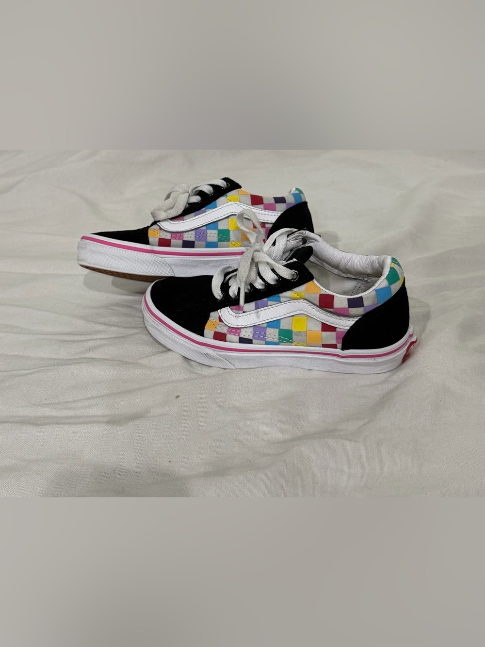 Vans Kids Low-Top Sneakers - Black with Multicolor Checkerboard